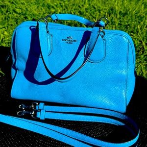 Coach blue leather handbag